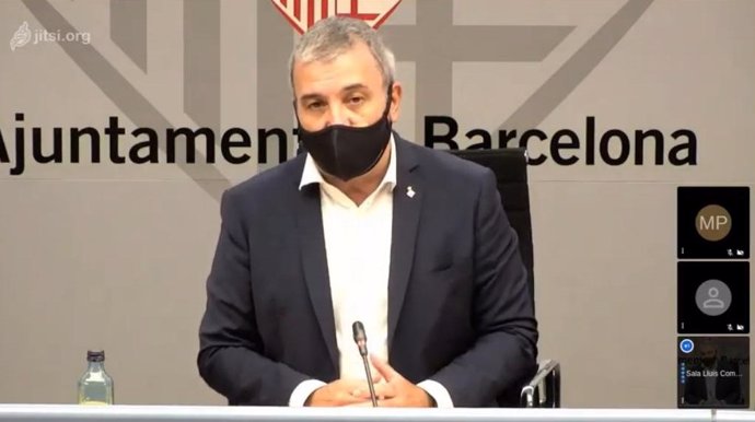 El primer teniente de alcalde de Barcelona, Jaume Collboni, en rueda de prensa