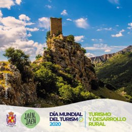 Cartel de la visita guiada al Castillo de Otíñar con motivo del Día Mundial del Turismo.