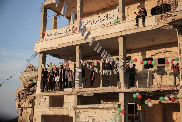Protesta contra el Gobierno de Bashar al Assad en la ciudad de Arihah, en Idlib