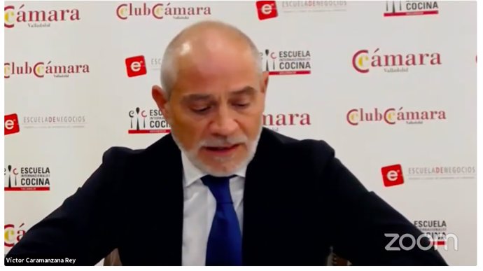 El presidente de la Cámara de Comercio de Valladolid interviene por videoconferencia en el encuentro.