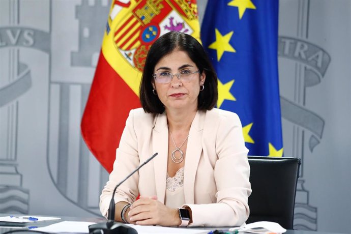 La ministra de Política Territorial y Función Pública, Carolina Darias, durante la comparecencia ante los medios tras la Conferencia multisectorial. En Madrid, (España), a 27 de agosto de 2020.