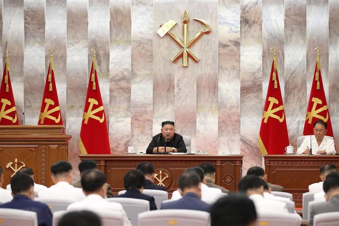 El lider norcoreano Kim Jong Un durante una asamblea del Partido Koreano de los Trabajadores. 