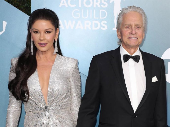 Catherine Zeta-Jones and Michael Douglas attend 26th Annual Screen Actors Guild Awards at The Shrine Auditorium on January 19, 2020 in Los Angeles, California