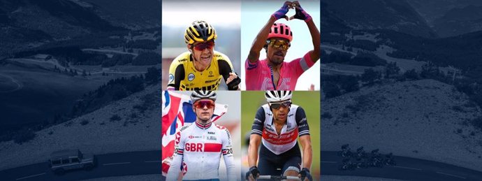 Los nuevos fichajes del equipo ciclista Ineos Grenadiers para 2021: Laurens De Plus, Daniel Felipe Martínez, Thomas Pidcock y Richie Porte (de arriba a abajo y de izquierda a derecha)