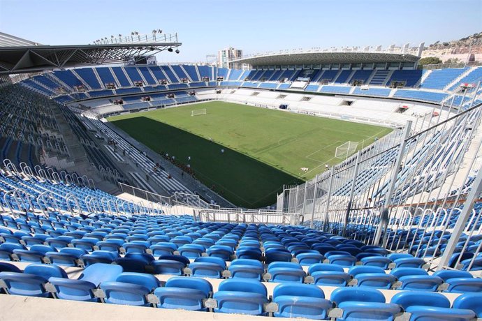 Imagen de archivo del interior del estado de fútbol del Málaga Club de Fútbol, La Rosaleda