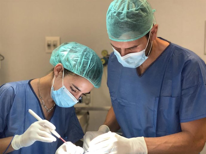 Los doctores Teresa Ojeda y Alfonso Ruiz, en un quirófano