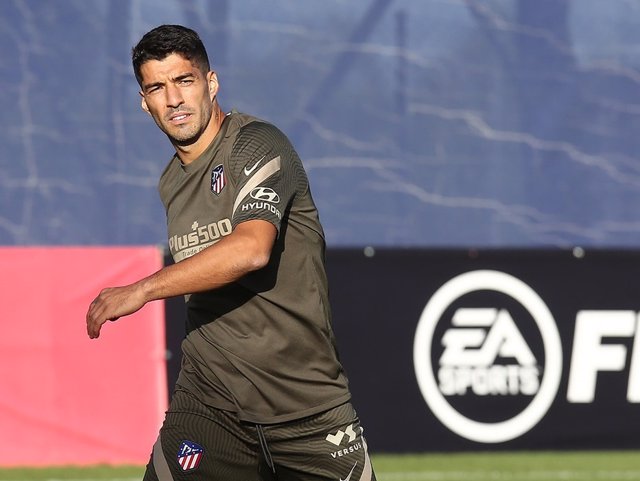Luis Suárez en su primer entrenamiento con el Atlético de Madrid