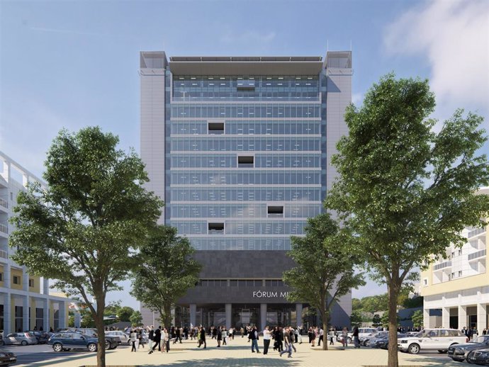 Simulación del edificio que albergará la nueva sede del Ayuntamiento de Ouiras, en Portugal