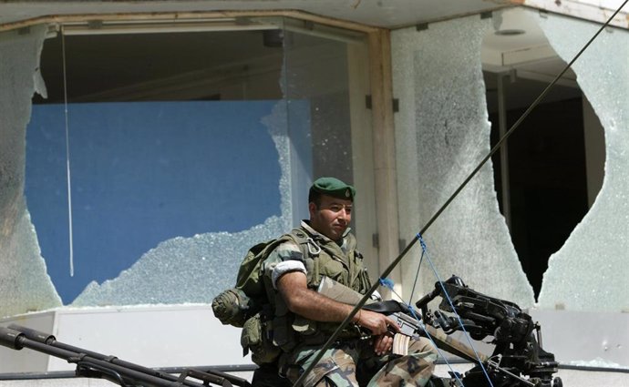 Un soldado libanés en Beirut