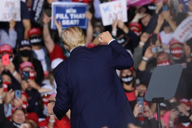 El presidente estadounidense, Donald Trump, durante un acto de campaña en Pensilvania