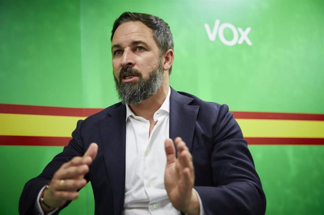 El presidente de Vox, Santiago Abascal, durante una entrevista con Europa Press en la sede del partido, en Madrid (España) a 4 de agosto de 2020.