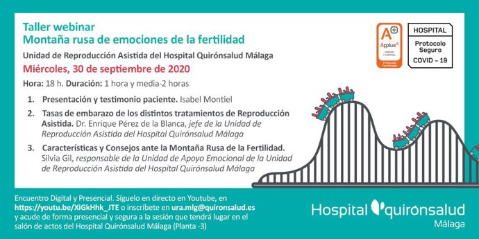 Taller sobre la montaña rusa de las emociones en el proceso de la fertilidad que se impartirá online y presencial el 30 de septiembre