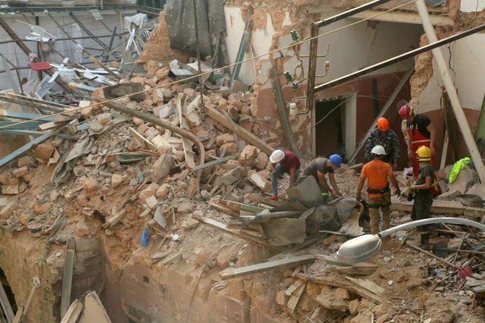 Edificio destruido por las explosiones en el puerto de Beirut