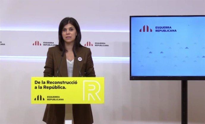 La secretaria general adjunta y portavoz de ERC, Marta Vilalta, en rueda de prensa telemática.