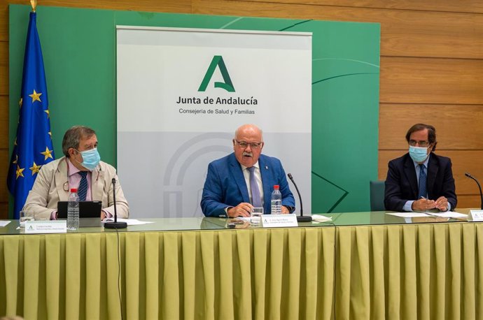 Ell consejero de Salud y Familias, Jesús Aguirre, presenta la implantación del Código Infarto de Andalucía con motivo del Día Mundial del Corazón 2020. En la Consejería de Salud y Familias. Sevilla a 28 de septiembre 2020