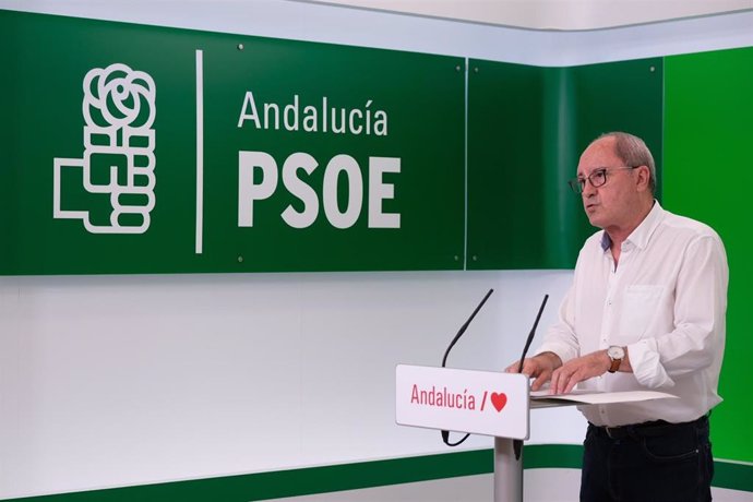 El secretario de Organización del PSOE-A, Juan Cornejo, en rueda de prensa. Foto de archivo