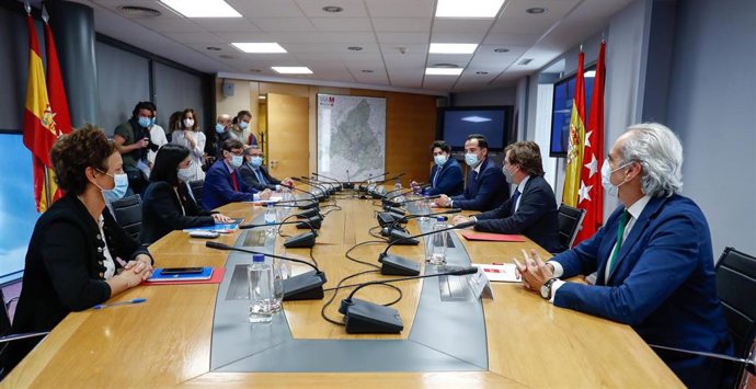 Reunión del Grupo COVID-19 y el equipo de Unidad Territorial propuesto por el Ejecutivo y el Gobierno de la Comunidad de Madrid para tratar de controlar el avance de la pandemia en la Comunidad de Madrid, en Madrid (España), a 22 de septiembre de 2020.