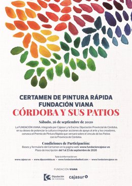 Cartel del concurso provincial de pintura rápida 'Córdoba y sus patios' convocado por la Fundación Viana