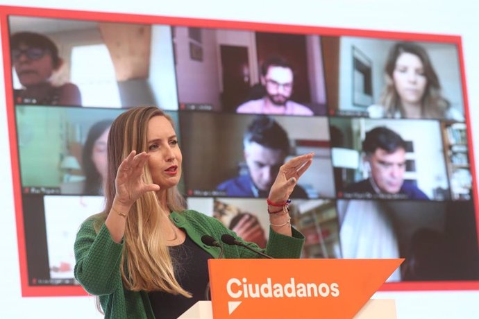 La portavoz de la Ejecutiva nacional de Ciudadanos, Melisa Rodríguez, en rueda de prensa en la sede del partido en Madrid.