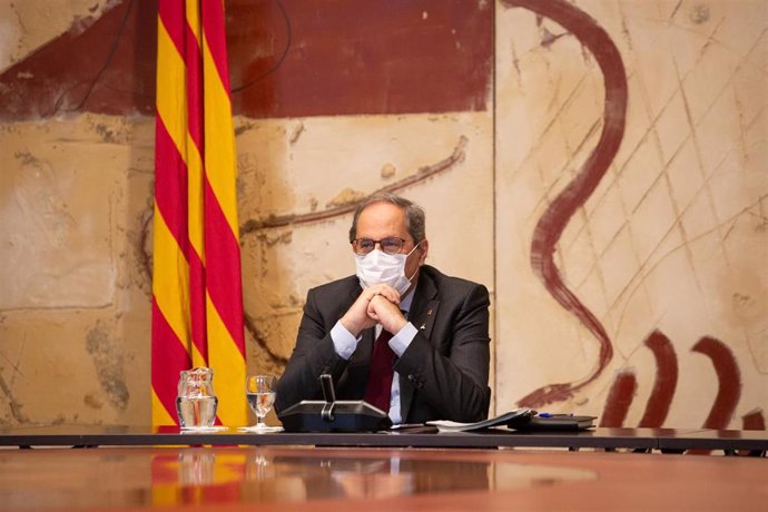 El president de la Generalitat, Quim Torra, encabeza una reunión del Govern horas después de conocerse su inhabilitación, en Barcelona, Catalunya (España), a 28 de septiembre de 2020.
