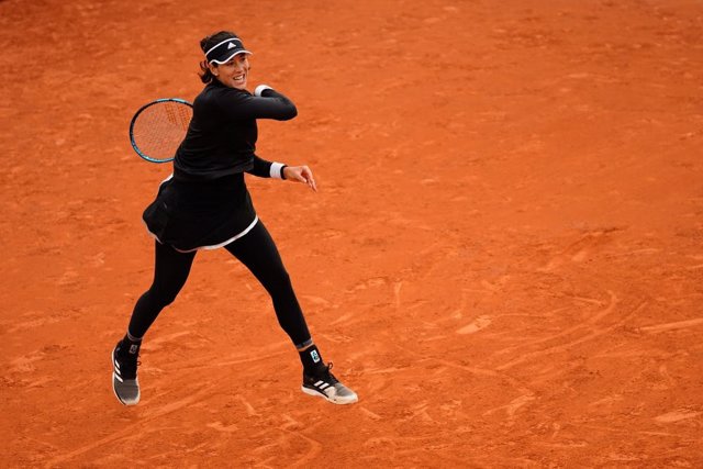 Garbiñe Muguruza durante su partido ante la eslovena Zidansek