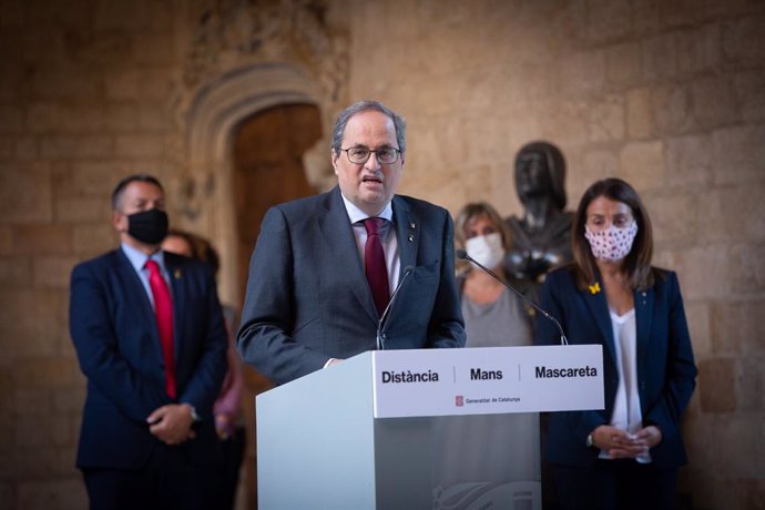El president de la Generalitat, Quim Torra, fa una declaració institucional hores després de conixer-se la seva inhabilitació. Barcelona, Catalunya (Espanya), 28 de setembre del 2020. 
