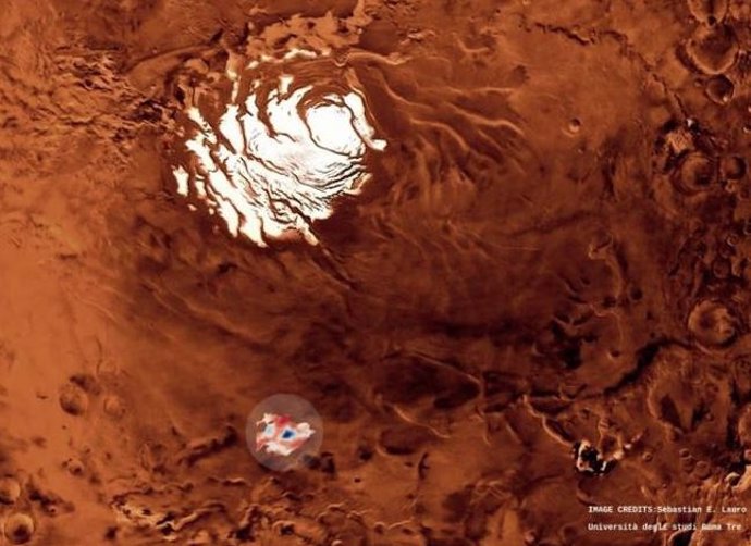 Una red de lagos salados puede esconderse bajo el polo sur de Marte