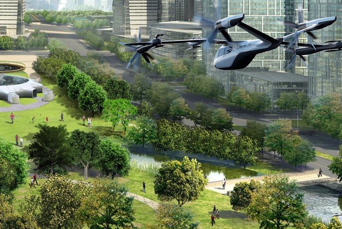 Imagen de la futuro movilidad aérea urbana de Hyundai.