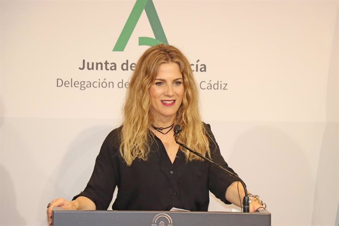 La delegada del Gobierno andaluz en Cádiz, Ana Mestre, en una rueda de prensa