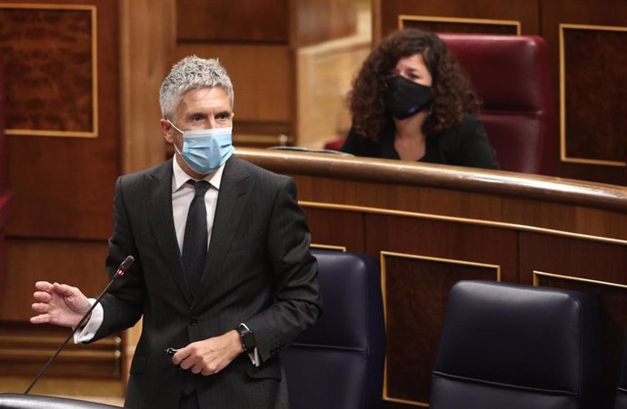 El ministro de Interior, Fernando Grande-Marlaska, durante su intervención en el Congreso