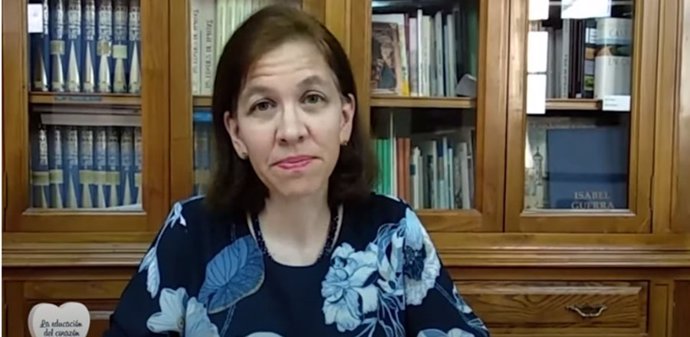 La doctora Sara Gallardo, profesora en la Universidad Católica de Ávila (UCAV), en el Congreso Virtual de Educadores Católicos La educación del Corazón.