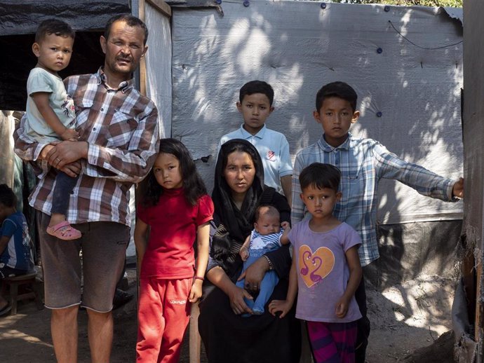 Migrantes en el campo de Vathy, en la isla griega de Lesbos