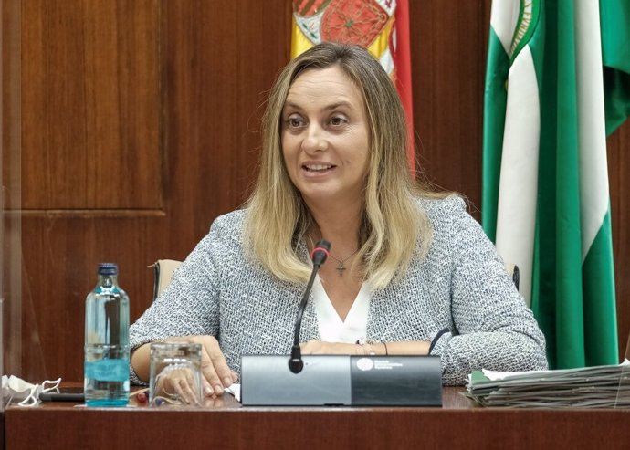 La consejera de Fomento, Infraestructuras y Ordenación del Territorio de la Junta de Andalucía, Marifrán Carazo, en la Comisión de Fomento del Parlamento andaluz.