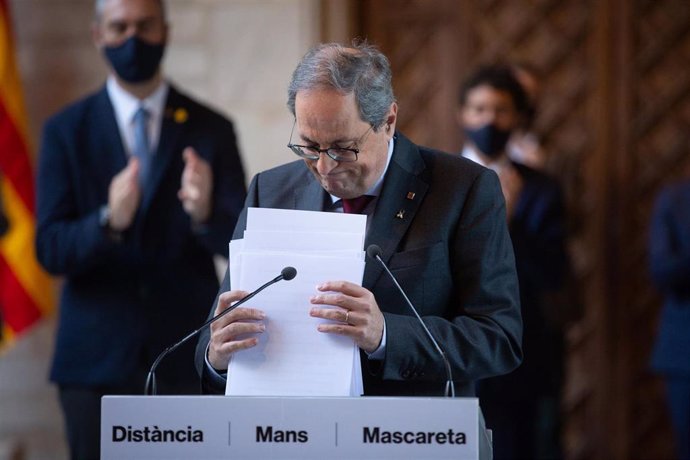 El ex president de la Generalitat, Quim Torra, tras conocer la confirmación de su inhabilitación