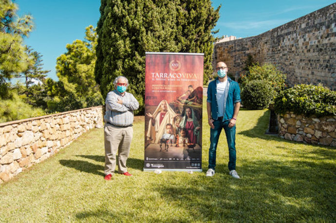 Presentació del certamen Tarraco Viva 2020, amb presncia del director, Magí Seritjol, i del regidor de Patrimoni, Hermán Pinedo. Imatge del 30 de setembre del 2020. (Horitzontal)