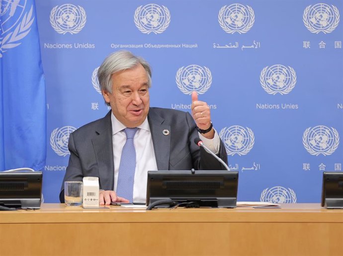 29 September 2020, US, New York: UNSecretary-General Antonio Guterres, delivers a press statement during the 75th session of the United Nations General Assembly. Photo: Luiz Rampelotto/ZUMA Wire/dpa
