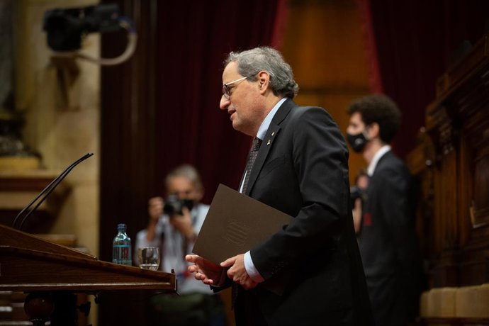 El ja expresident de la Generalitat Quim Torra intervé durant una sessió plenria monogrfica en el Parlament sobre la seva inhabilitació, a Barcelona, Catalunya (Espanya), a 30 de setembre de 2020.