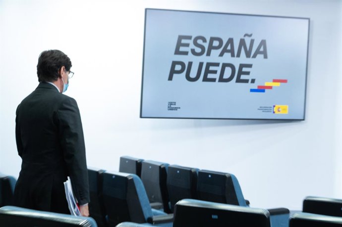 El ministre de Sanitat, Salvador Illa, en una roda de premsa telemtica després de la reunió del Consell Interterritorial del Sistema Nacional de Salut (CISNS), a La Moncloa. Madrid (Espanya), 30 de setembre del 2020.
