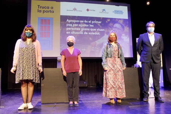 L'acte de presentació de la campanya 'Truca a la porta' a Girona aquest 1 d'octubre del 2020. (Horitzontal)