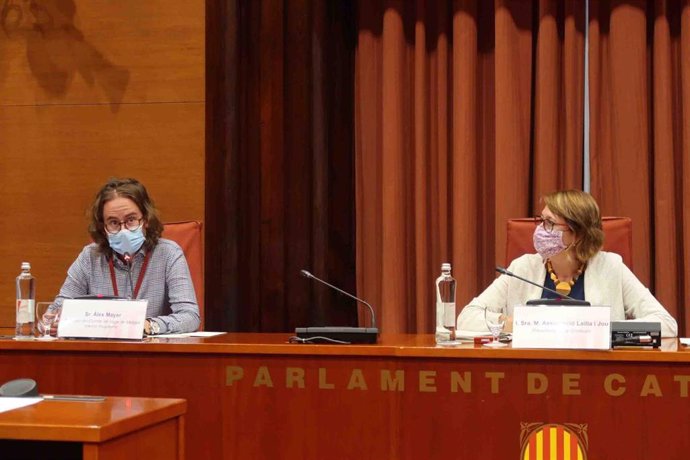 El portavoz del comité de huelga de los Médicos Internos Residentes (MIR) de Catalunya, Alex Mayer, en comisión parlamentaria