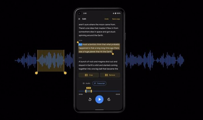 La Grabadora de Google añade un nuevo editor para recortar audios a partir del t