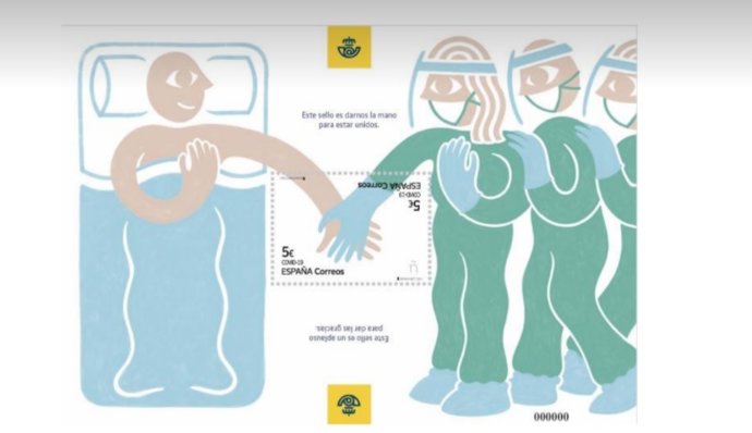 Sello de Correos en agradecimiento a los trabajadores esenciales