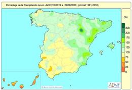 Las lluvias superan los valores normales en la mayor parte de España menos en el suroeste y algunos puntos del norte y del interior de Castilla y Léon, así como en Canarias.