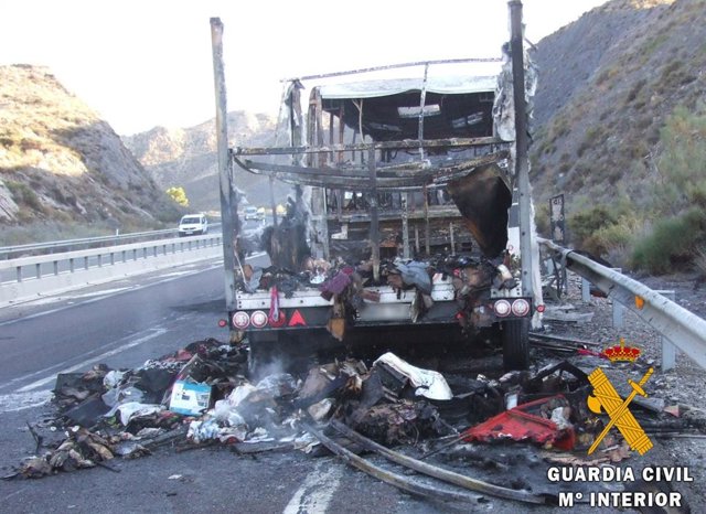 Estado en el que quedó en autocar tras el incendio