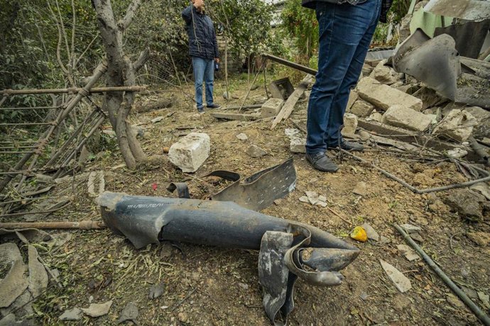Un proyectil en Martuni, en Nagorno Karabaj