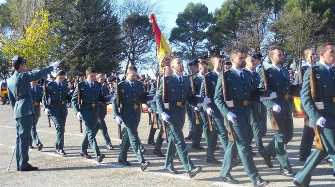 Imagen de archivo de una jura de bandera en la Academia de la Guardia Civil en Baeza.