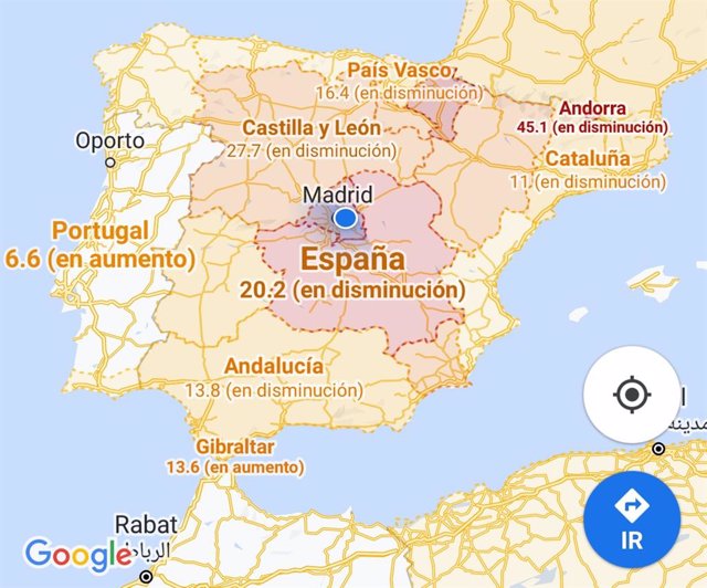 Google Maps muestra la incidencia de la Covid-19: así puedes comprobar cómo de a