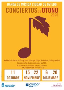 Cartel del ciclo de Conciertos de Otoño de la Banda de Música 'Ciudad de Oviedo'.