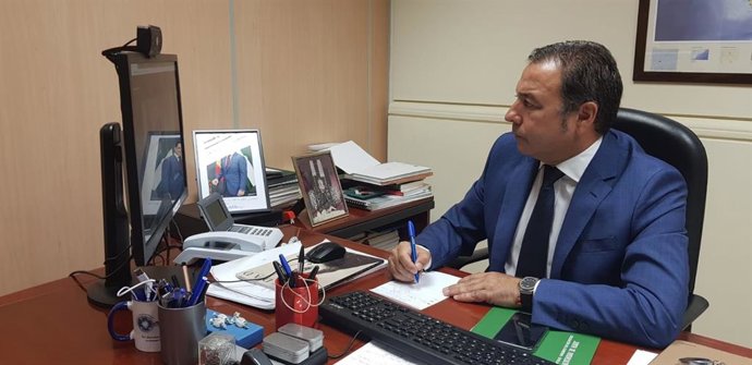 Ricardo Sánchez, durante la videoconfrencia con Carlos Toscano y Basilio Carrión