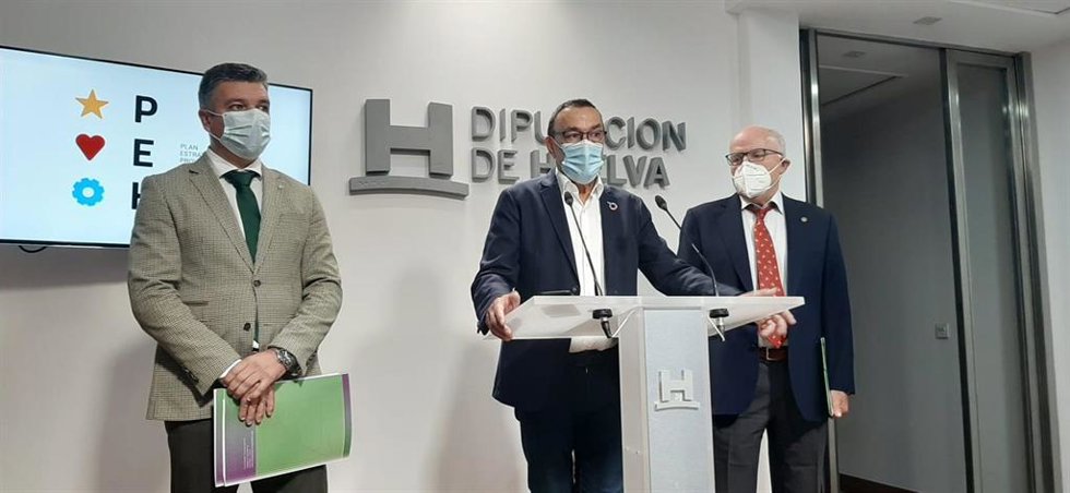 El presidente de la Diputación, Ignacio Caraballo, durante la presentación de la campaña de información y concienciación para la vacunación de la gripe en grupos de riesgo.